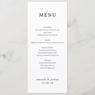 Elegante zwarte minimalistische trouwmenu menu