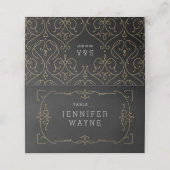 Elegante zwarte moderne klassieke trouwplaatskaart plaatskaartje (Buitenkant ongevouwen)