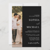 Elegante zwarte moderne minimale foto QR code brui Kaart (Voorkant)