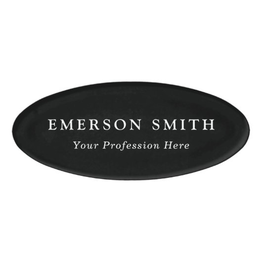 Elegante zwarte moderne minimalist naambadge (Voorkant)