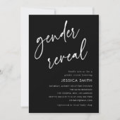 Elegante Zwarte Moderne Script Geslacht Reveal Fee Kaart (Voorkant)