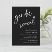 Elegante Zwarte Moderne Script Geslacht Reveal Fee Kaart (Staand voorkant)