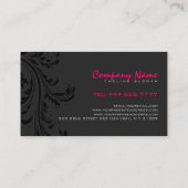 Elegante zwarte monochromatische florale werveling visitekaartje (Achterkant)