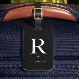 Elegante zwarte monogram bagagelabel