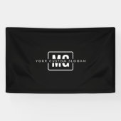 Elegante zwarte monogram branding evenement gepers spandoek (Horizontaal)