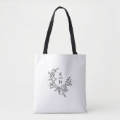Elegante zwarte monogram crest bruiloft tote bag (Voorkant)