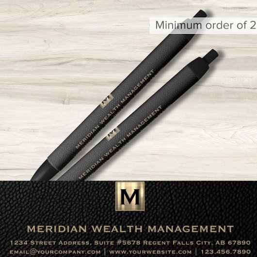 Elegante zwarte Monogram Financiële Planner Pen