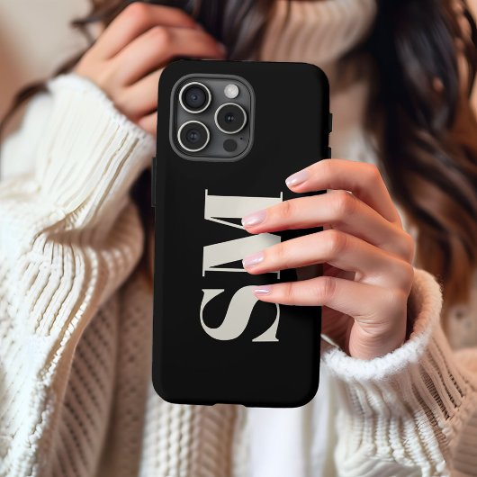 Elegante zwarte monogram initiaal  Case-Mate iPhone case
