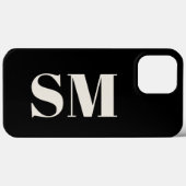 Elegante zwarte monogram initiaal  Case-Mate iPhone case (Achterkant (horizontaal))