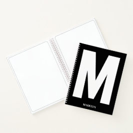 Elegante Zwarte Monogram Naam Minimalistische mode Notitieboek