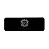 Elegante zwarte monogram trouw crest sigaarband etiket (Voorkant)