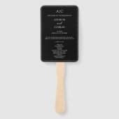 Elegante zwarte monogram trouwprogramma handwaaier (Voorkant)