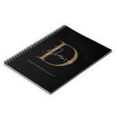 Elegante Zwarte Mosgroene Gouden Script Monogram Notitieboek (Linkerzijde)