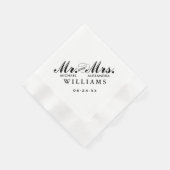 Elegante zwarte Mr en Mrs Custom Wedding Monogram Servet (Hoek)