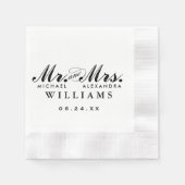 Elegante zwarte Mr en Mrs script bruiloft Servetten (Voorkant)