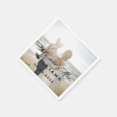 Elegante Zwarte Mr en Mrs Script Foto Bruiloft Servet (Hoek)