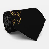 Elegante Zwarte Muzieknoten Sleutel Stropdas (Opgerold)