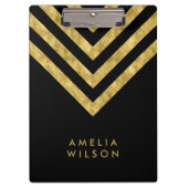 Elegante zwarte naam Faux Gold Chevron Klembord (Voorkant)