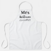 Elegante zwarte naam moderne bruid bruiloft schort (Voorkant)