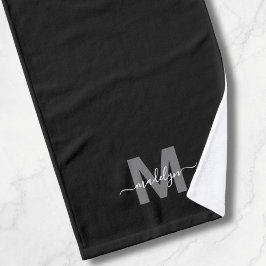 Elegante zwarte naam Monogram Handdoek