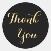 Elegante zwarte nep gouden feestfavorieten bedankj ronde sticker (Voorkant)