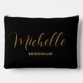 Elegante Zwarte Nep Gouden Script Naam Bruidsmeisj Etui (Voorkant)