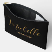 Elegante Zwarte Nep Gouden Script Naam Bruidsmeisj Etui (Open)