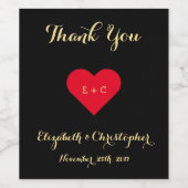 Elegante zwarte nepgoud geschreven trouw- verlovin wijn etiket (Enkel label)