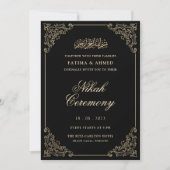 Elegante zwarte Nikah moslim bruiloft Kaart (Voorkant)