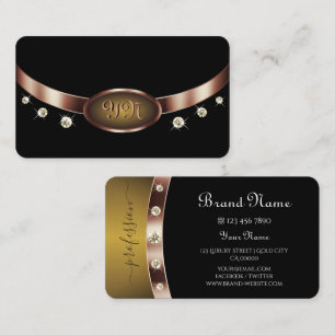 Elegante Zwarte Oker Sieraad Roze Goud met Initial Visitekaartje