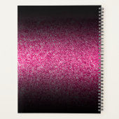 Elegante Zwarte Ombre Roze Glitter Monogram Planner (Achterkant)