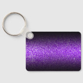 Elegante Zwarte Ombre Violette Nep Glitter Monogra Sleutelhanger (Achterkant)