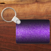 Elegante Zwarte Ombre Violette Nep Glitter Monogra Sleutelhanger (Achterkant)
