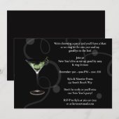 Elegante zwarte oudejaarsfeest kaart (Voorkant / Achterkant)