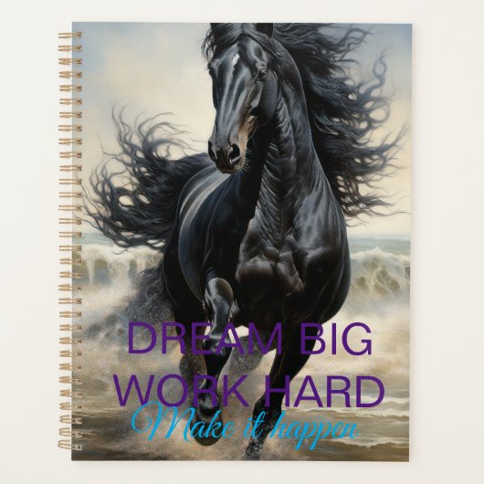 Elegante zwarte paard planner (Voorkant)