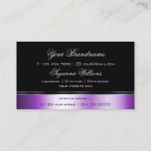 Elegante zwarte Paarse gebogen decorlijnen glinste Visitekaartje (Achterkant)