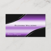 Elegante zwarte Paarse gebogen decorlijnen glinste Visitekaartje (Voorkant)
