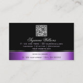 Elegante zwarte Paarse gebogen lijnen Monogram QR- Visitekaartje (Achterkant)