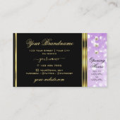 Elegante zwarte Paarse Glitter Diamonds Gold Borde Visitekaartje (Achterkant)