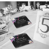 Elegante Zwarte Paarse Gotische Bloemenskelet Brui Kartonnen Onderzetters