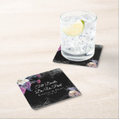 Elegante Zwarte Paarse Gotische Bloemenskelet Brui Kartonnen Onderzetters (Insitu)