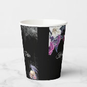 Elegante Zwarte Paarse Gotische Bloemenskelet Brui Papieren Bekers (Links)
