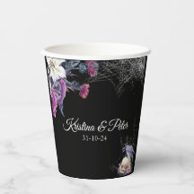 Elegante Zwarte Paarse Gotische Bloemenskelet Trou