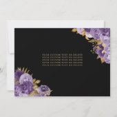 Elegante zwarte Paarse gouden bloemenfoto Quincean Kaart (Achterkant)