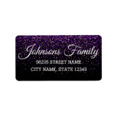 elegante zwarte paarse sparkles klassieke kalligra etiket (Voorkant)