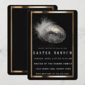 Elegante Zwarte Paaseieren Uitnodiging (Voorkant / Achterkant)