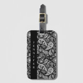 Elegante zwarte paisley bagagelabel (Voorkant (verticaal))