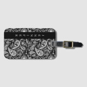 Elegante zwarte paisley bagagelabel (Voorkant (horizontaal))