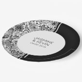 Elegante zwarte Paisley op wit & zwart gesplitst s Papieren Bordje (Gekanteld)