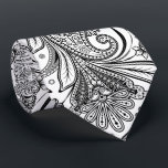 Elegante zwarte paisley op witte achtergrond stropdas<br><div class="desc">Elegant zwart  bloemenpaisley naadloos patroon over witte achtergrondkleur die u kunt veranderen.</div>